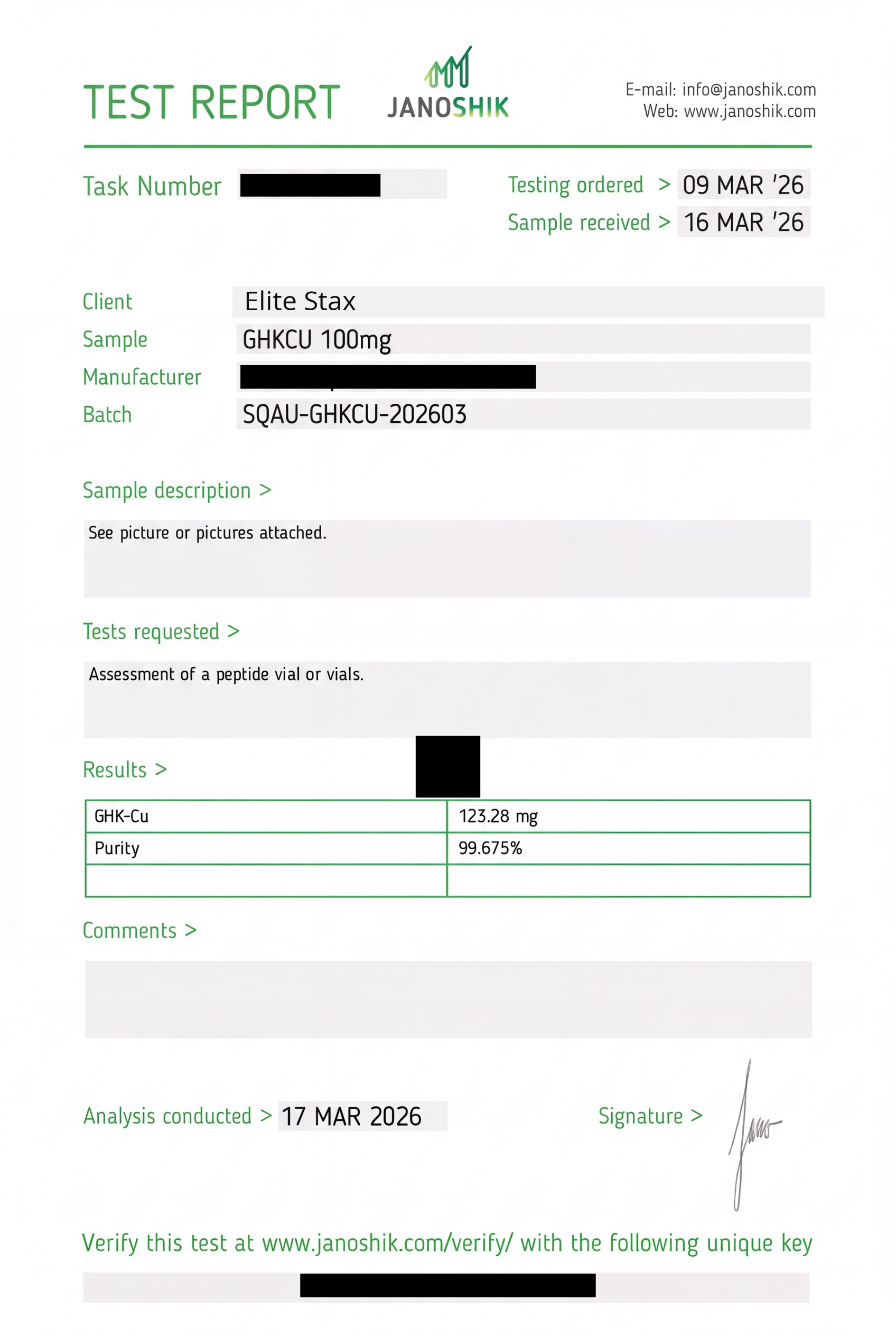 COA for GHK-Cu batch SQAU-GHKCU-202603